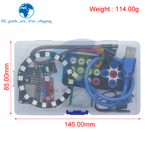 TZT Starter Kit per Arduino Kit ESP8266 anello LED striscia RGB 24 bit WS2812B suono/musica reattivo, orologio analogico, avviso/rilevamento - Product Image 2