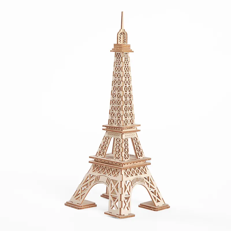 Quebra-cabeça personalizado 3D de madeira DIY Montagem Quebra-cabeça de madeira Modelo arquitetônico Eiffel