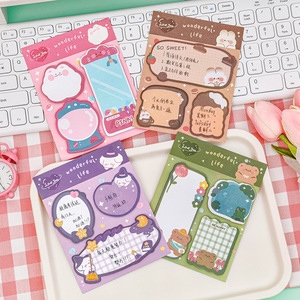 Combinación de dibujos animados de notas adhesivas para estudiantes, suministros de oficina atractivos, pegatina para notas, Bloc de notas, lindo mensaje, nota para dejar mensajes - Product Image 3