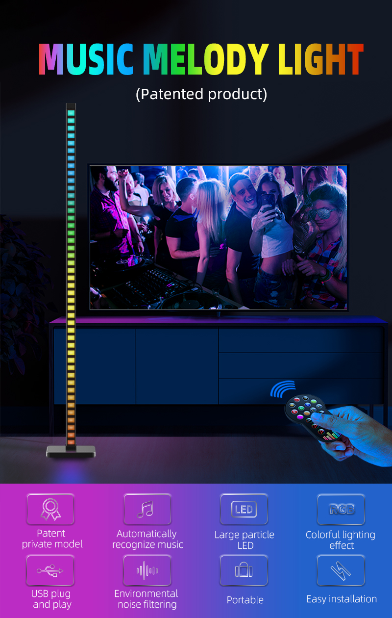 122cm Nordic Modern Decorative Portable Outdoor Music Melody Light Remote Controlled LED Light RGB Indoor Corner Floor Lamp
