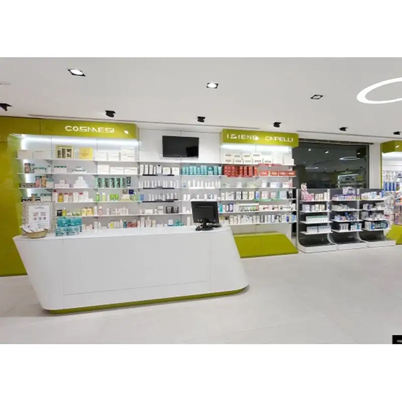 Simple tienda médica contra diseño moderno farmacia muebles