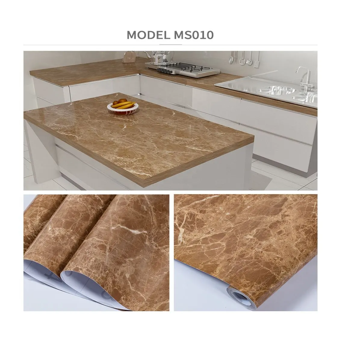 Papel de parede adesivo 3d de mármore, adesivo à prova d'água para parede de móveis e mármore de pvc