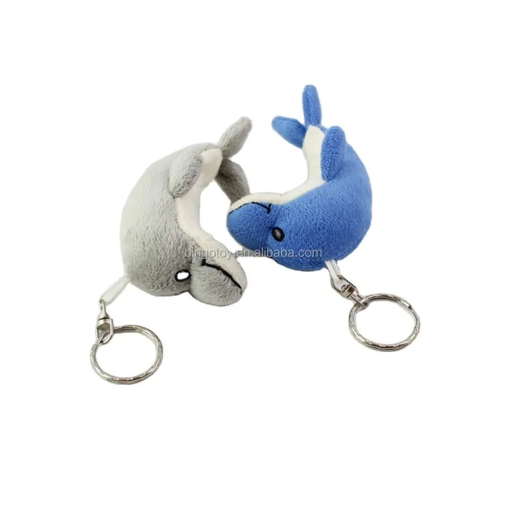 Promotional cute dolphin stuffed plush key chain customized plush toy wholesale dolphin shape plush keychain