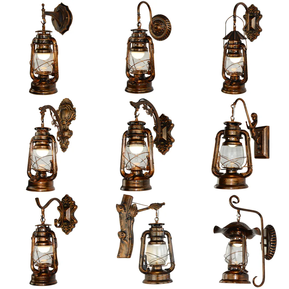 Lanternes ombre en fer forgé antique en verre, lanterne murale, film de tir du cheval, lanterne kerosene, vente en gros d'usine