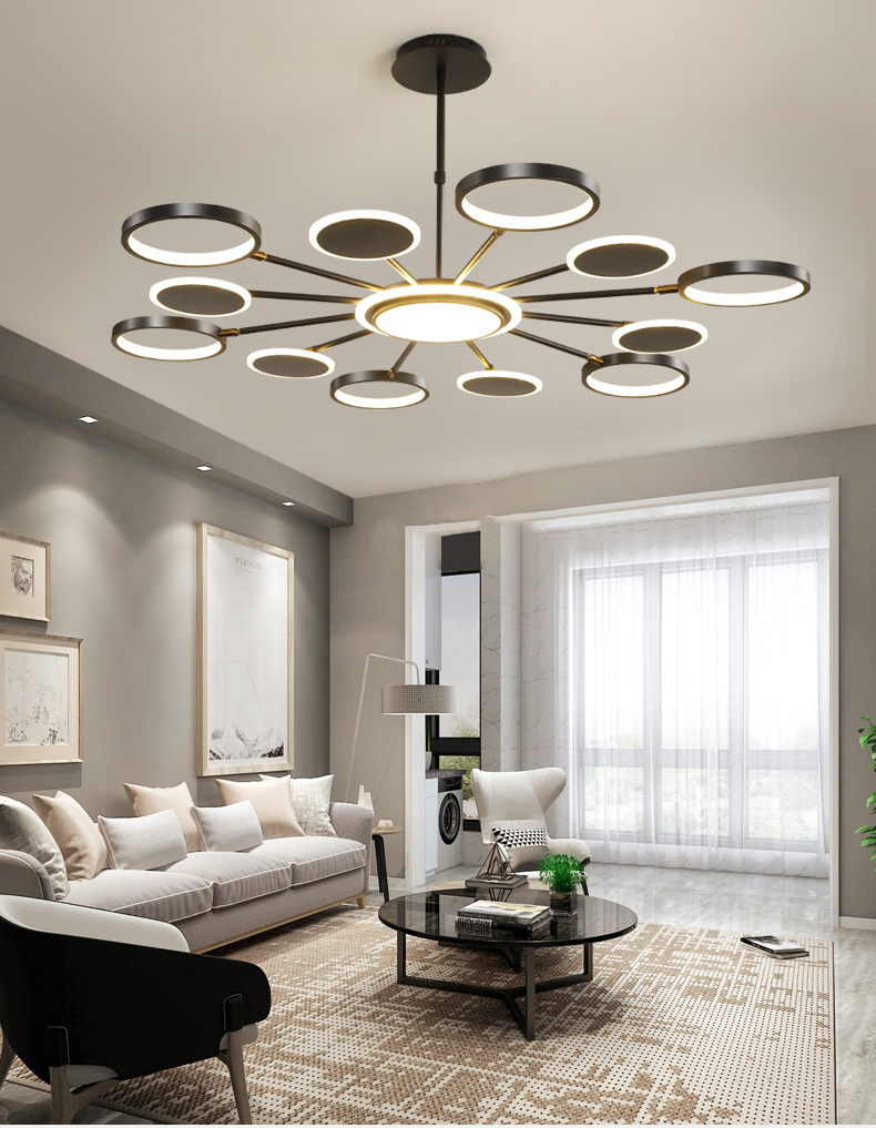 Contemporary High quality luxury villa apartment stair foyer led golden ceiling chandeliers hotel home hanging light fixture