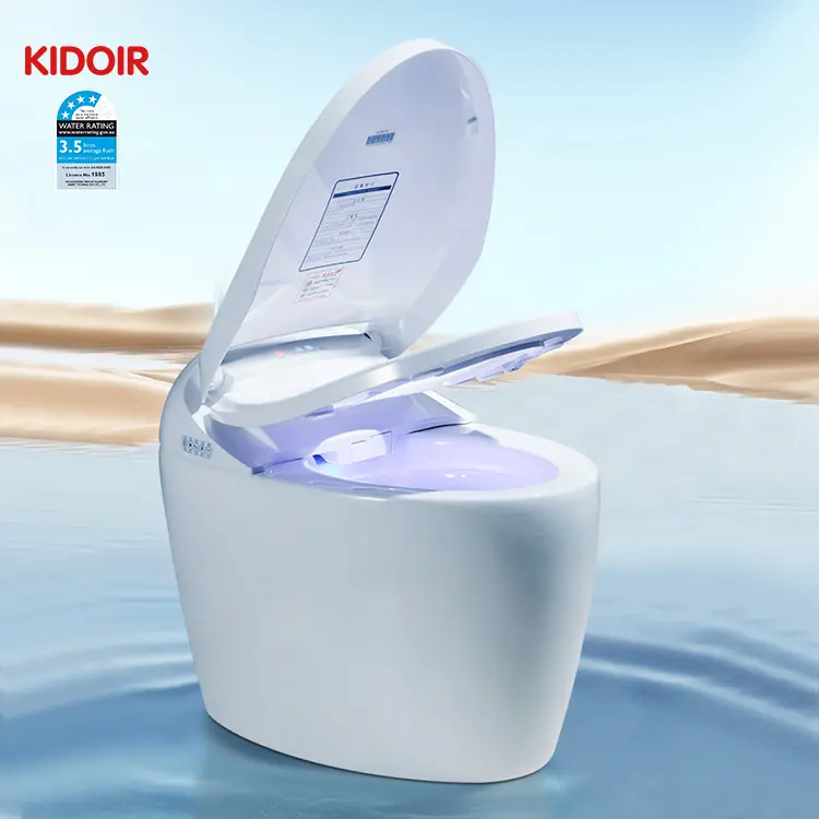 Kidoir Europa EE. UU. Venta caliente Nuevo Sensor de pie moderno Baño de descarga Inodoro inteligente Automático Autolimpieza Inodoro inteligente