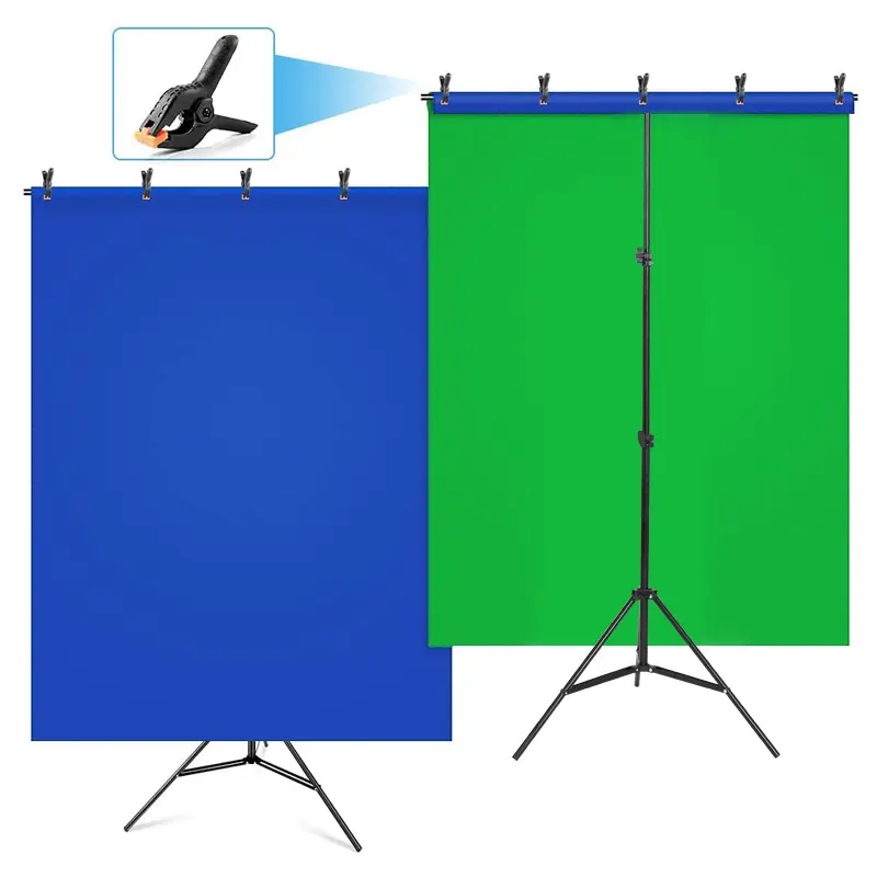 Supporto per sfondo di colore verde 5x6.5ft/1.5x2m sfondo di colore verde e blu con sfondo con Kit di supporto a forma di T