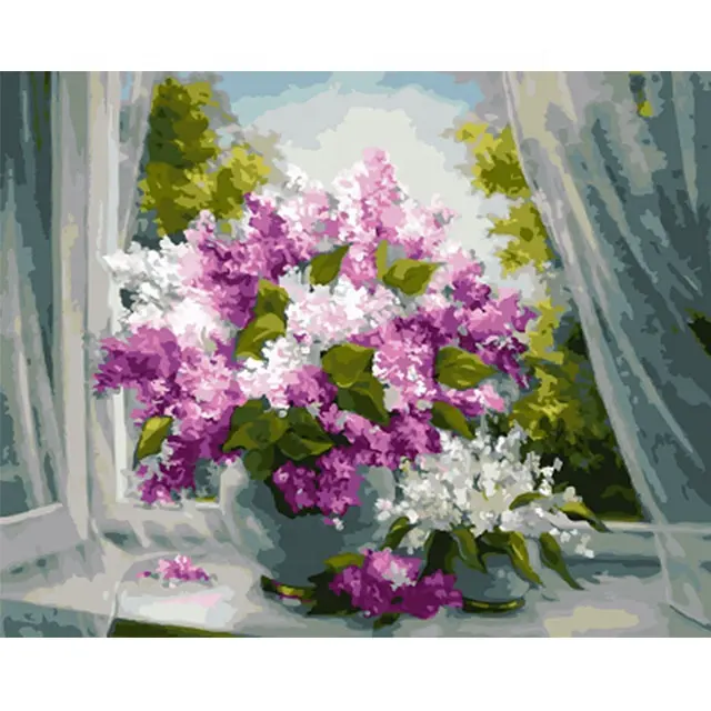 Cuadro de flores hermosas, pintura acrílica, lienzo por números, conjuntos de flores, paisajes, pintura por números