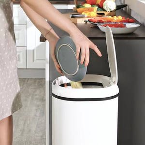 Dikdörtgen beyaz renk yeni modern tasarım 30 litre akıllı touchless çöp kutusu banyo için - Product Image 5