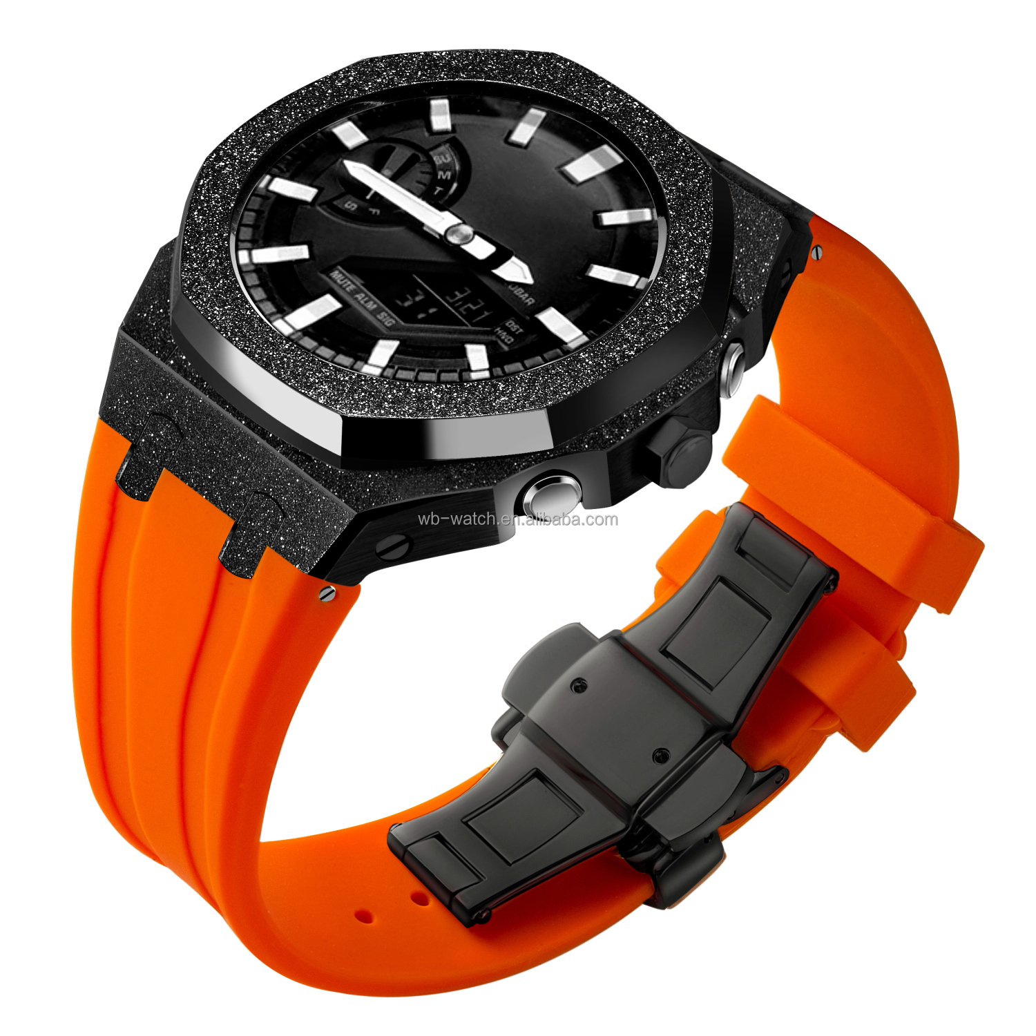 Boîtier noir + bracelet orange