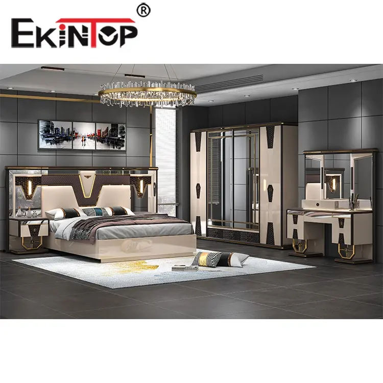 Ekintop-Conjunto de muebles de dormitorio antiguo, cama de matrimonio, cal king, dormitorio de lujo, muebles para el hogar