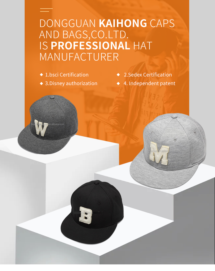 100% cotton 6 panel rebound cap with letter logo good quality