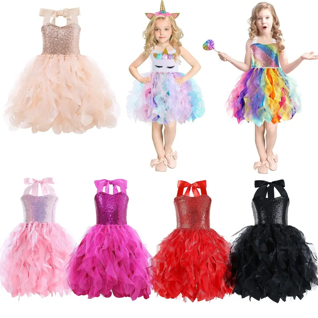 Cumpleaños Cosplay fiesta vestir ropa para niños tapas carnaval disfraz juego día vestido de lentejuelas