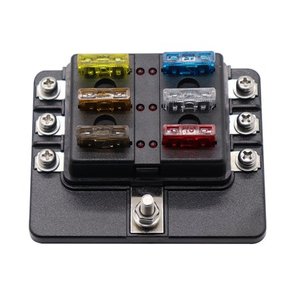 12Vブレードヒューズ6回路ATC/ATO防水ヒューズボックスホルダー、<span class=keywords><strong>LED</strong></span>インジケーター付き12V/24VトラックボートマリンRV用防水カバー