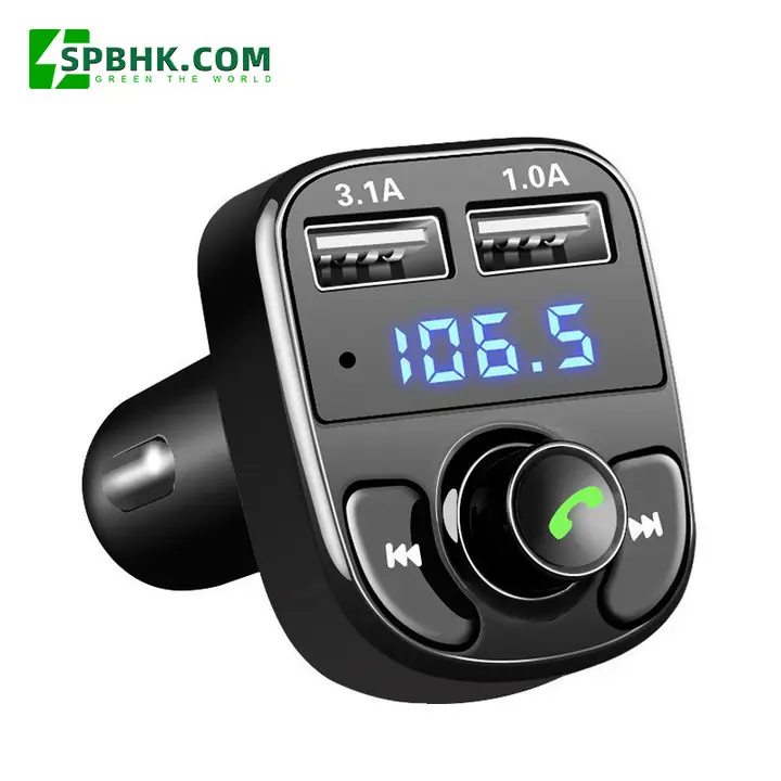 Kablosuz araba şarjı çift USB Handsfree bluetooth Mp3 çalar araç kiti araba FM verici FM modülatör verici