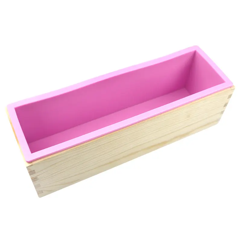 Caja de madera a escala para tostar pasteles, herramienta para tostar, cortador de jabón + caja de madera rectangular + molde para tostar de 1200ML, molde para jabón de barra de silicona