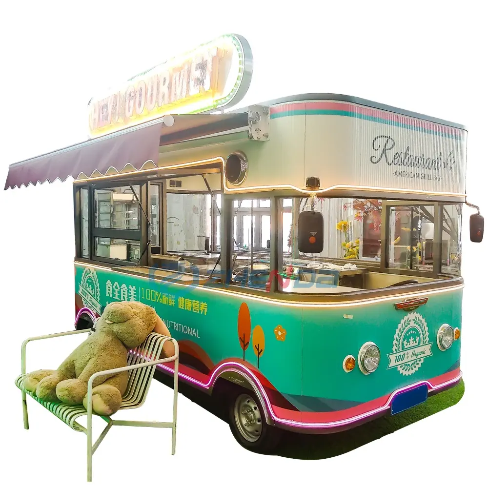 Fashion Design Ice Cream Cart Food Tralier / Coffee Popular Cart Food / Bus Food Truck Dining Car