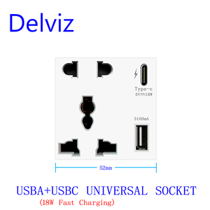 Delviz לבן פאנל זכוכית, שקע כפול תקע חשמלי, שקע טעינה מהיר USB, שקע אור קיר diy 13 שקע קיר אוניברסלי