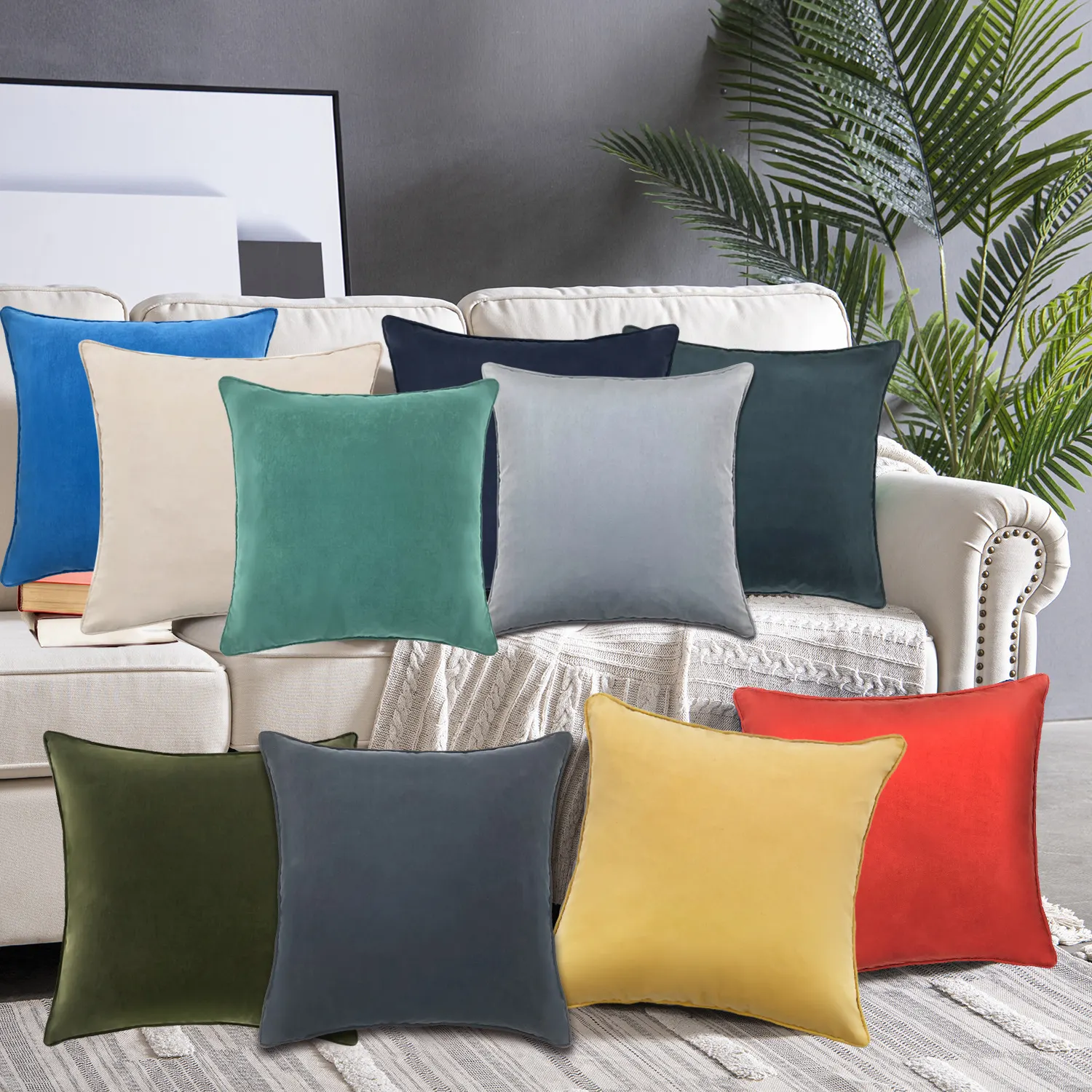 Housse de coussin de canapé de luxe de couleur personnalisée 80% polyester 20% nylon taies d'oreiller décoratives pour la maison et housse de coussin avec fermeture éclair