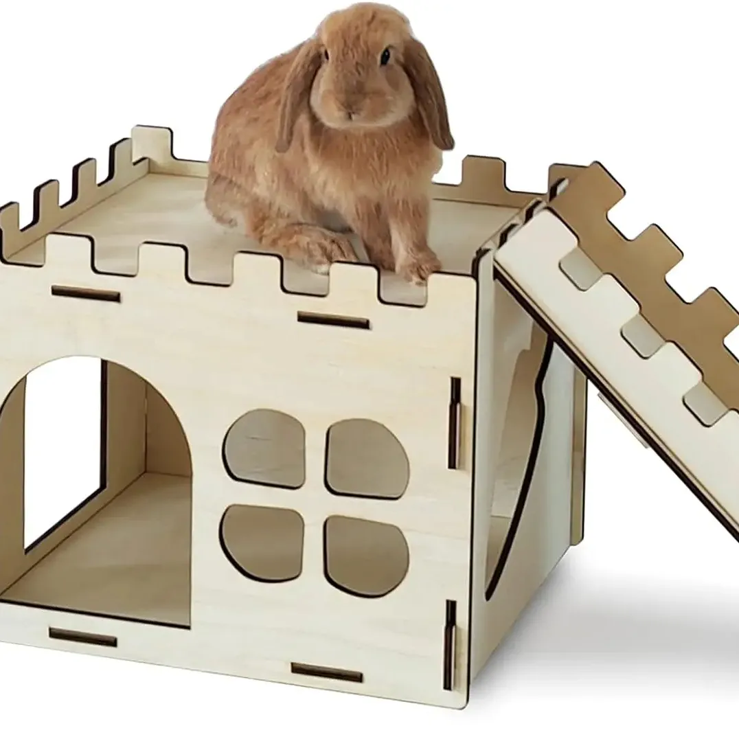 Grande castello robusto nascondiglio conigli giocare casa con le scale bordi rotondi habitat staccabili per cincillà cincillà