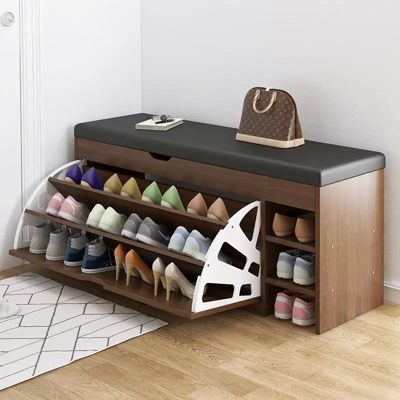 Wholesale Luxury Design OAK Rotating Foldable Shoe Rack Storage Organizer Home Furniture Wooden Shoe Cabinet for Living Room