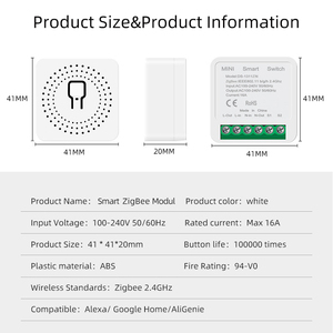 <strong>Zigbee</strong> Mini Switch <strong>Module</strong> 16A Works with Amazon Alexa Google Tuya Smart Life and Support Two Way Double Switch - Product Image 3