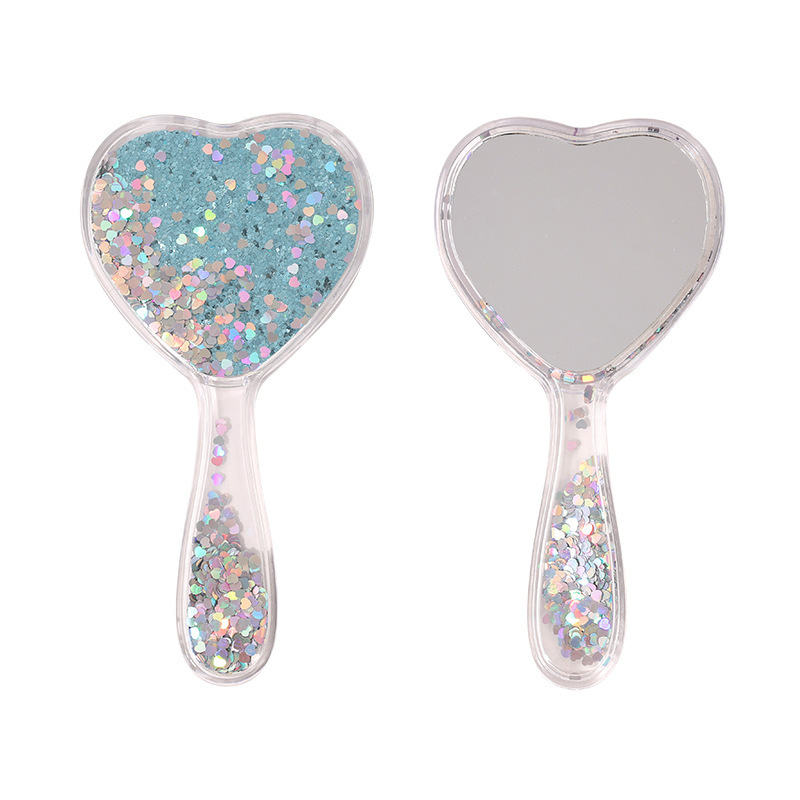 Blue heart-hand mirror