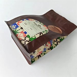 ローストコーヒー用日本バルブ付きリサイクル可能なラフマット仕上げ半透明ホワイトフラットボックスボトムコーヒーポーチ - Product Image 2