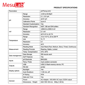 Analizador de calidad del agua MesuLab, dispositivo de prueba, medidor de pH electrónico de mesa, medidor de pH digital de laboratorio, dispositivo de metro de agua, medidor de máquina - Product Image 6