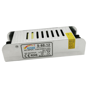 Controlador LED SMPS Delgado, fuente de alimentación de entrada de 110V, 12V, 60W, salida única, CA, CC, 5A, disipación de calor
