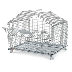 Gran oferta, caja de jaulas de malla de alambre apilable para almacenamiento, contenedor de almacenamiento plegable de acero plegable, contenedor plegable de metal - Product Image 6