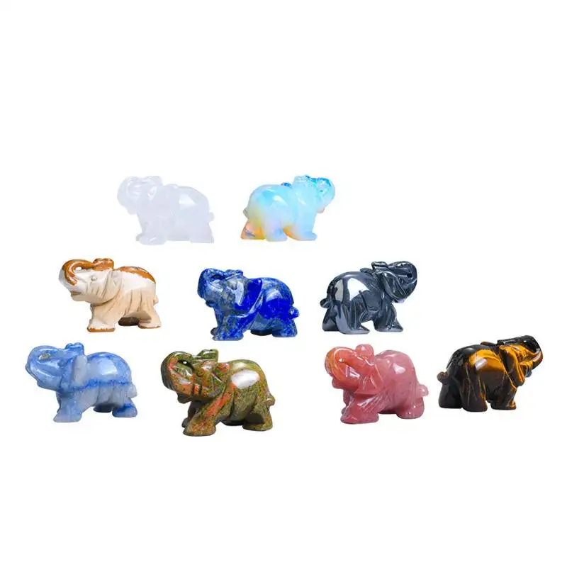 Commercio all'ingrosso naturale di alta qualità al quarzo e cristallo artigianato elefante intaglio a mano perline animali di artigianato in pietra per i regali