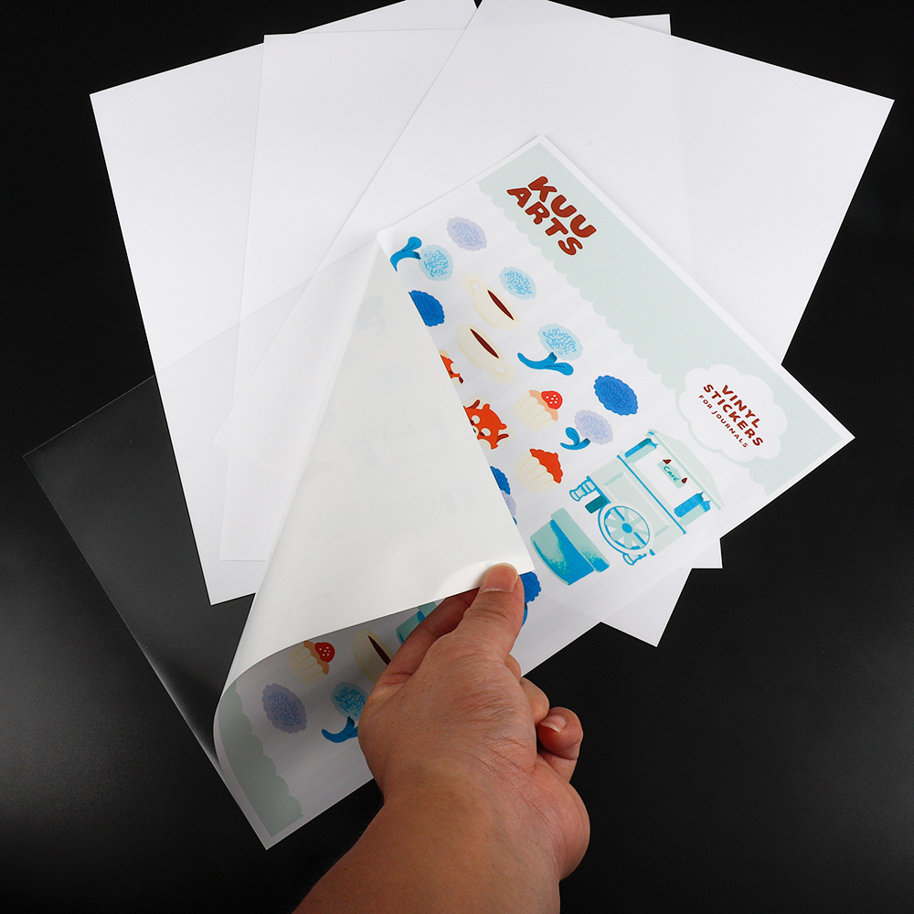 Papel Adhesivo de Vinilo Mate Blanco con Respaldo Transparente