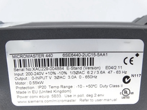 Marca Original 6SE6440-2UC15-5AA1 Inversor MICROMASTER 75kw Unidad de CA de velocidad variable con control vectorial Trifásico - Product Image 4