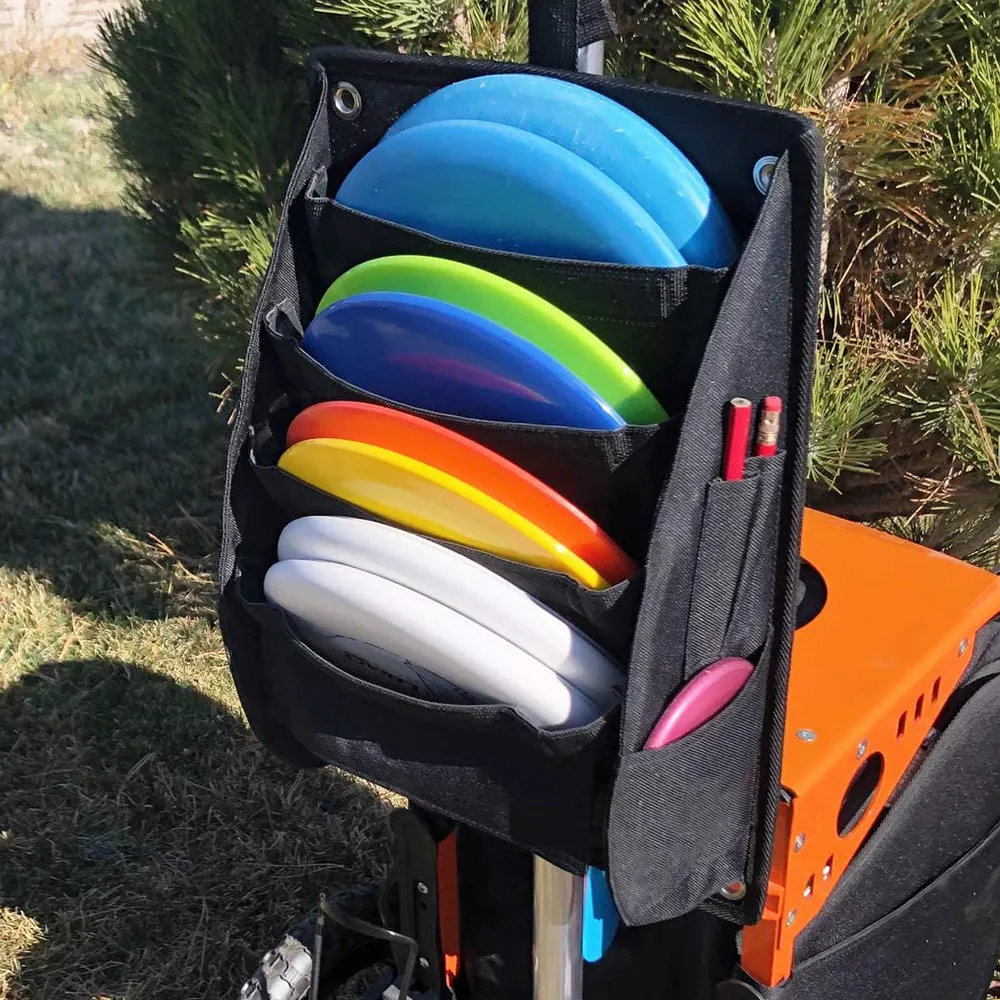 折りたたみ式ディスクゴルフカートパターポーチポケットホルダーオーガナイザーバッグ、2つのサイドポケット付きディスクゴルフアクセサリー