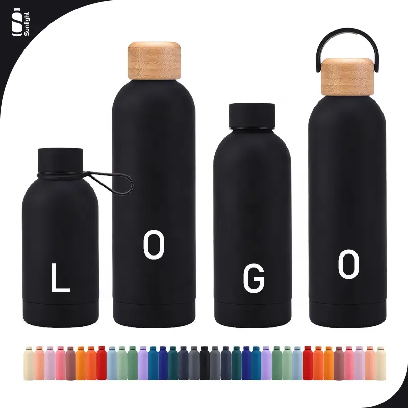 Eco-Friendly Outdoor Insulated Drink Bottle Stainless Steel Black Waterbottle Aluminium Bottle 500 ml Customized Water Bottle