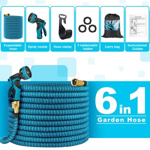 גן צינור 50ft מים צינור עם 10 פונקצית זרבובית, Leakproof קל משקל מים צינור, להרחבה גמיש צינור