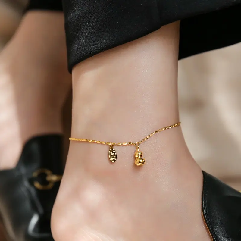 Браслеты для ног женские, простые ювелирные украшения на лодыжку под золото 18 карат, ножные браслеты-цепочки