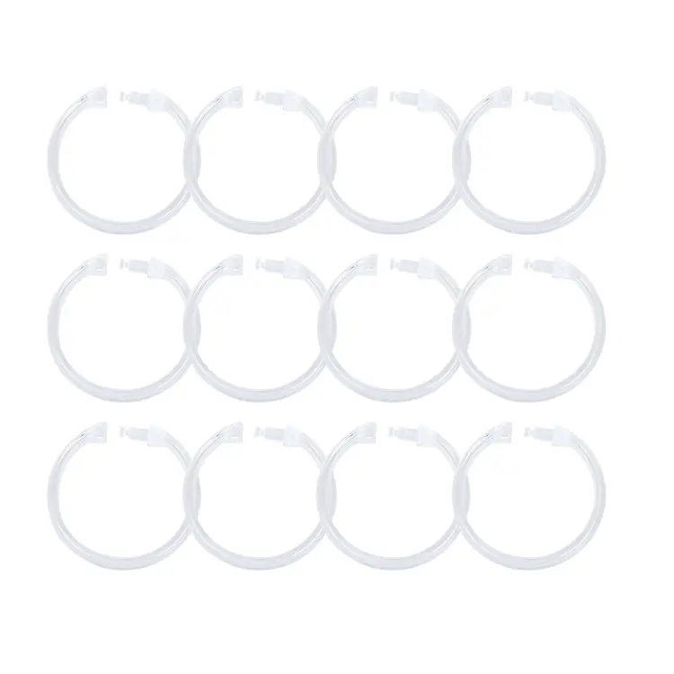 Nouveaux anneaux de rideau de douche décoratifs à oeillet à boucle ronde en plastique Transparent de haute qualité