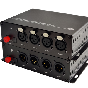 4 Channel Balanced XLR Audio 20km to Fiber Optical Converter Extender - Product Image 1