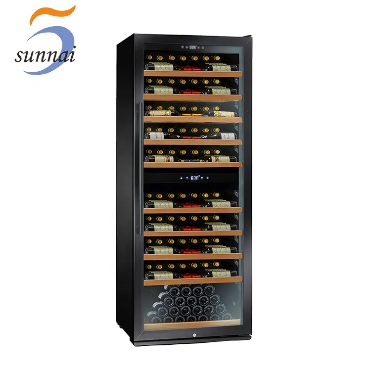 Alta qualità di alta qualità bottiglie di 300 di vino refrigeratore grande doppia zona Display compressore vino frigo