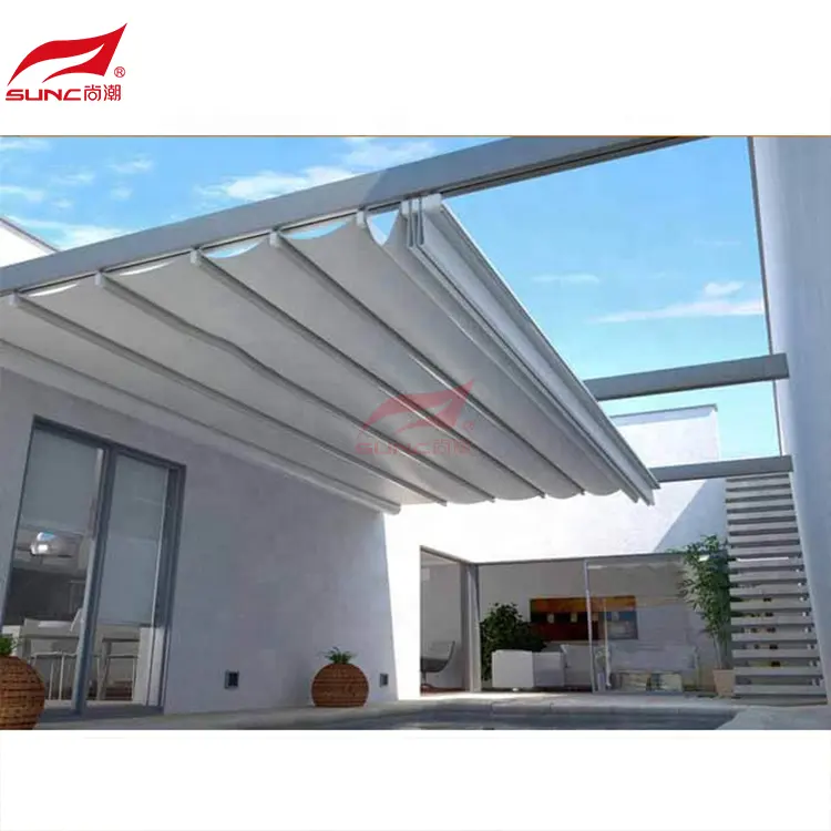 Toldo plegable motorizado para Patio, techo retráctil de Pvc, lateral eléctrico para restaurante, pérgola de aluminio para exteriores