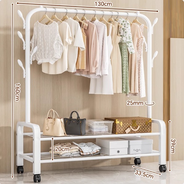 130cm white 7-hook double storage net
