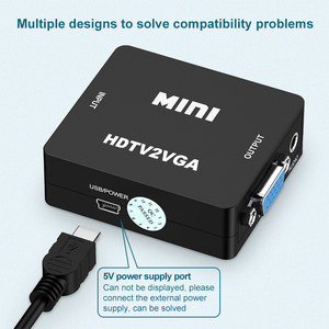 Mini entrada HDTV A Adaptador de salida VGA Resolución 1080p Convertidor HDTV2VGA con cable de alimentación USB