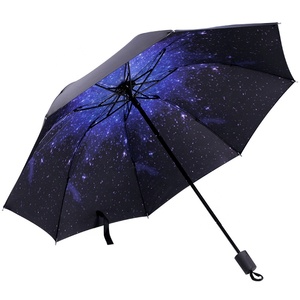 批发商最便宜的3折雨伞促销雨伞，带天空印花图案 - Product Image 1