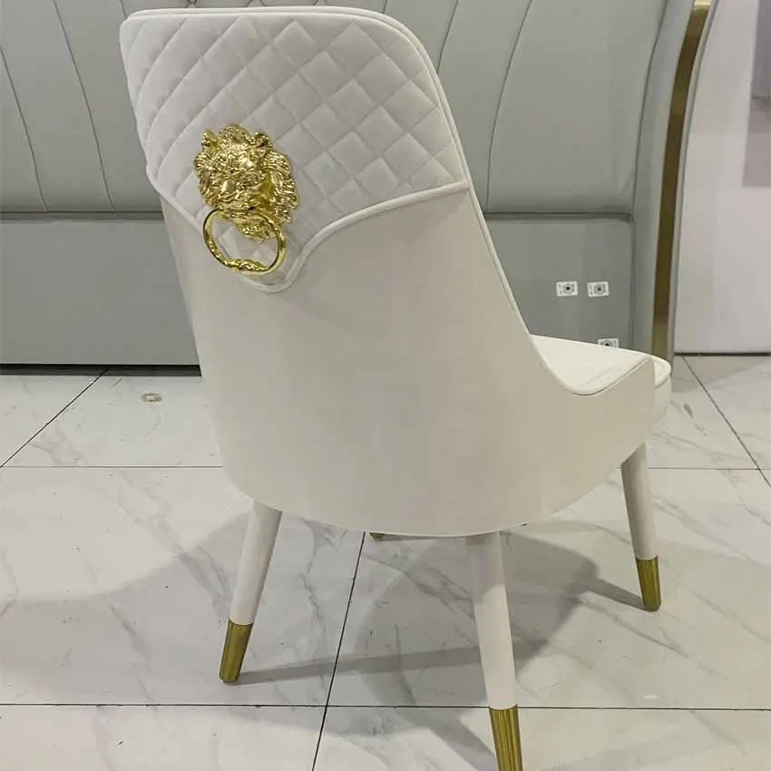 Chaise de salle à manger moderne de luxe en bois massif, dossier en bois avec porte-anneau de lion, Y-2016