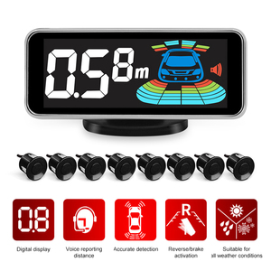 Vista trasera inversa automática para automóvil Asistencia de respaldo Sensor de estacionamiento de automóvil Pantalla LCD con 8 sensores para automóvil Universal - Product Image 6