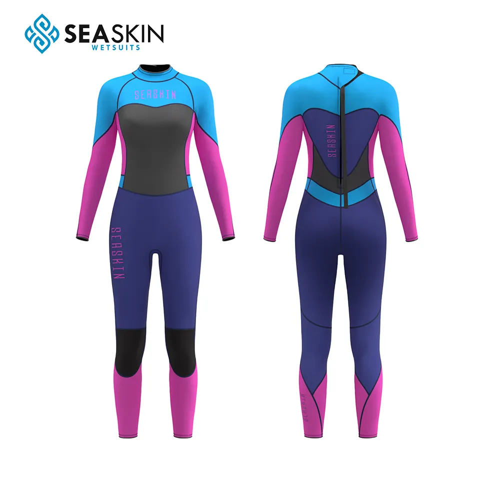 Seaskin-trajes de neopreno para mujer, traje completo de manga larga para surfear y nadar, 3mm