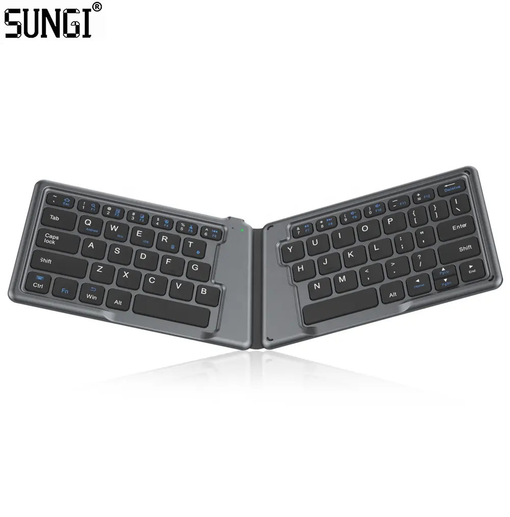 Teclado de bluetooth portátil sem fio, recarregável, ultra fino, ergonômico, dobrável, teclado para tablet e smartphone