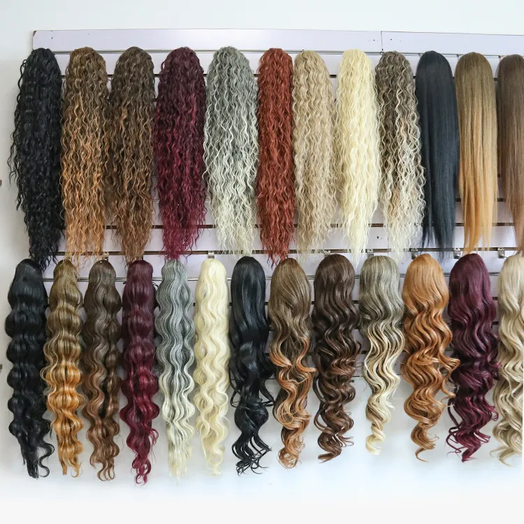 Julianna Kanekalon Futura Fiber Lange Krullende Braziliaanse Rechte Haarstukken Trekkoord Paardenstaarten Hair Extensions Synthetische Paardenstaart